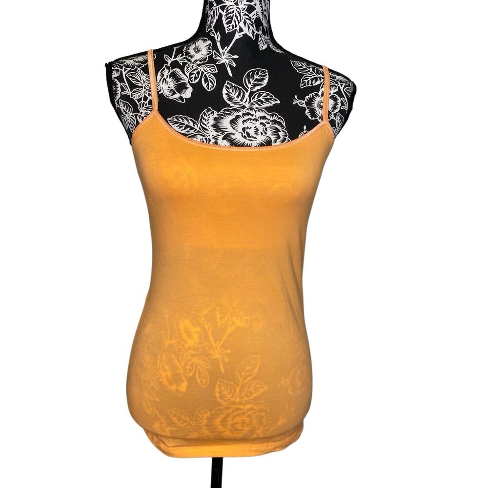 So Perfect Cami Pale Orange Tank Top Built In Bra Adjustable Straps Medium